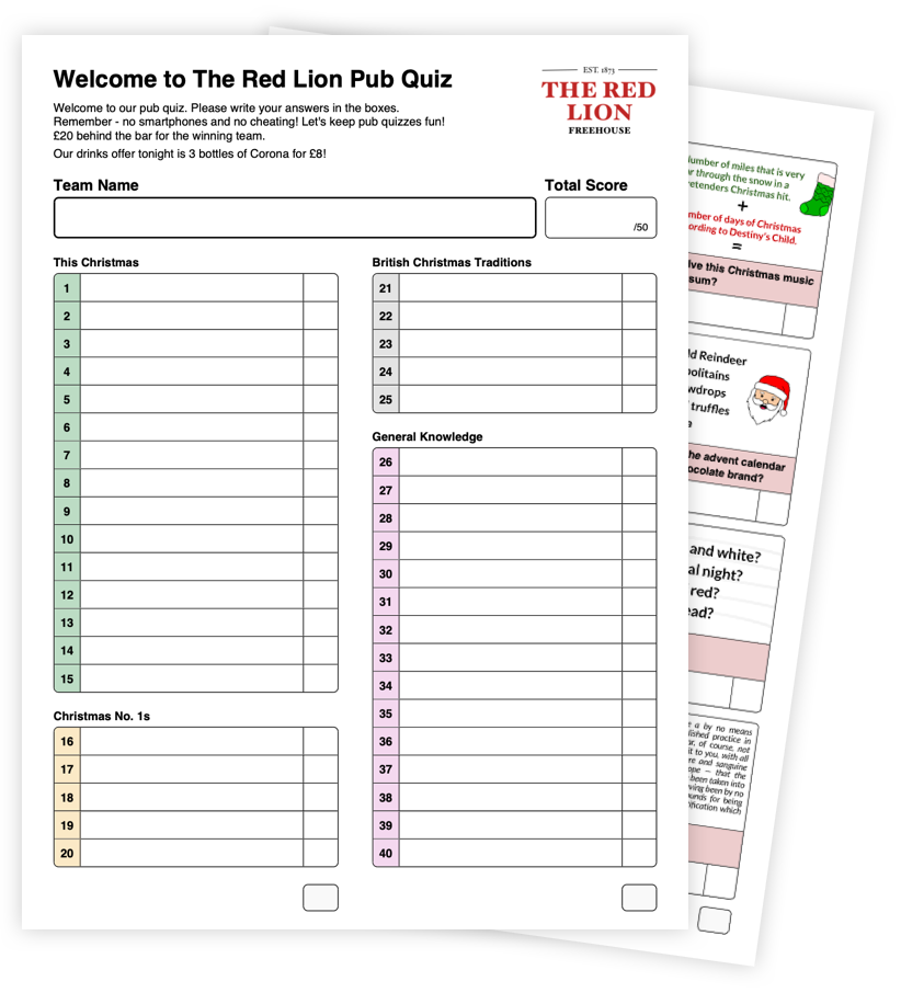2025 Christmas Pub Quiz